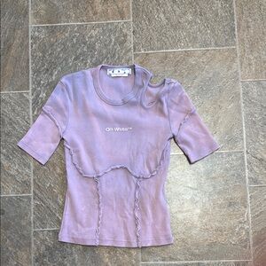 Off-White Lavender Ruffle Detail Tee